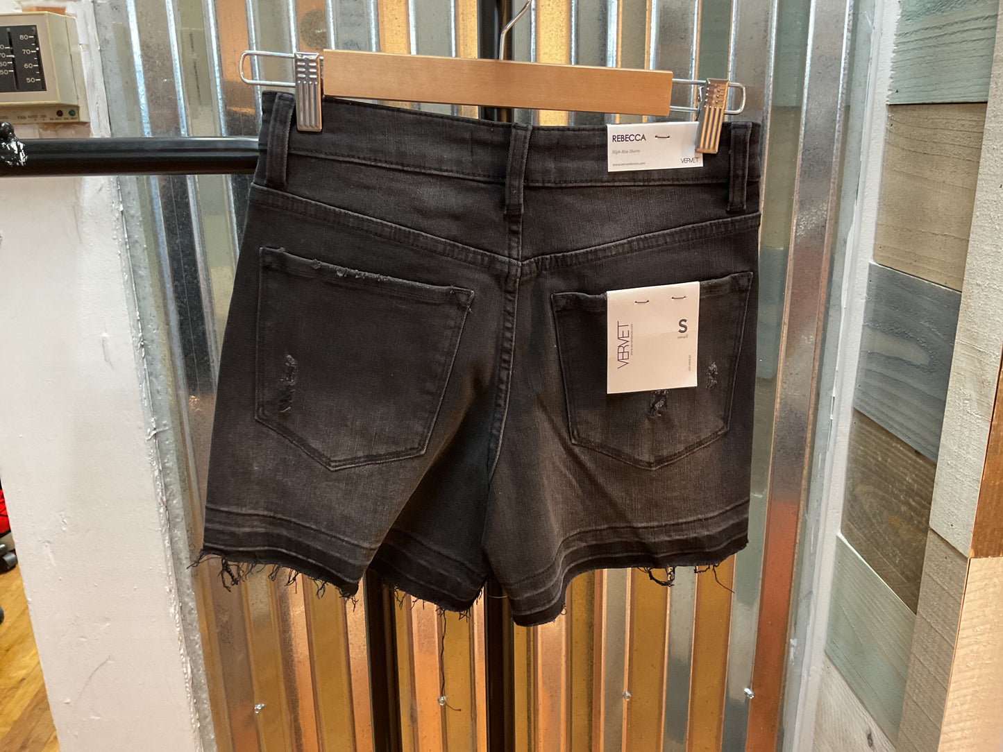 VERVET high rise jean shorts