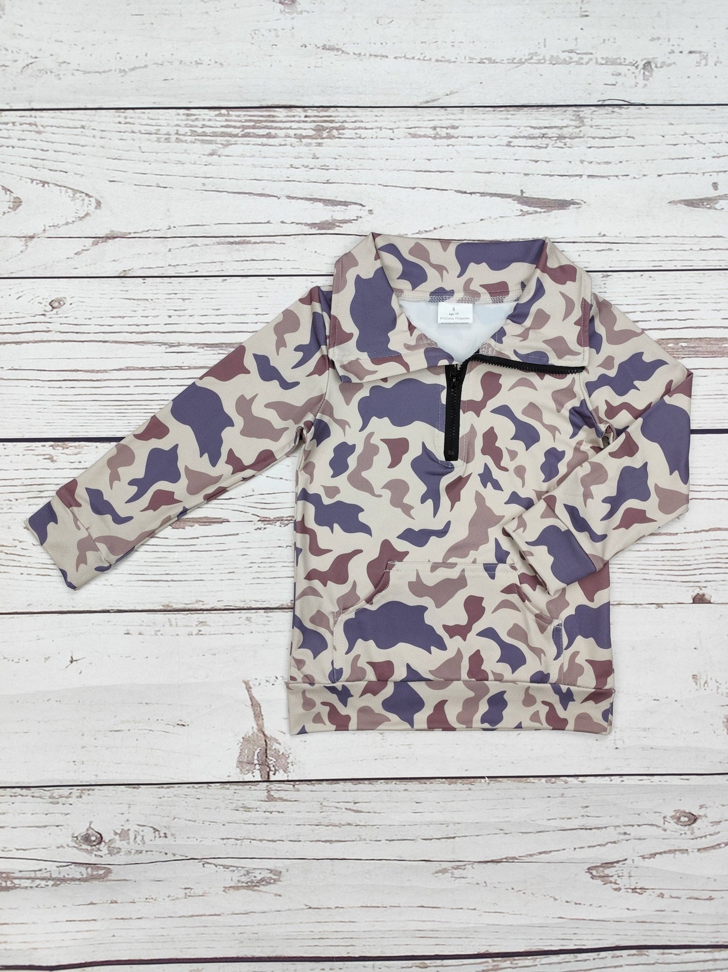 Kids Boys Camouflage Zip Pullover