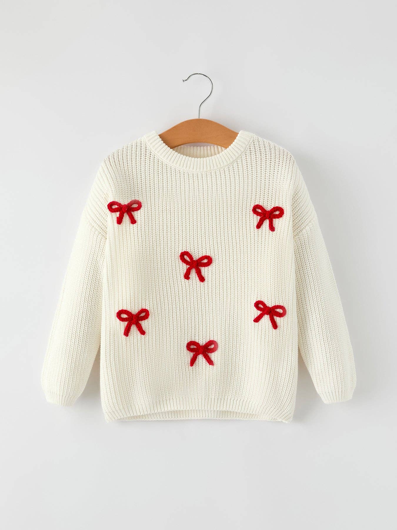 Girls Bow White Pullover Sweater