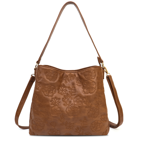 Brown Floral Shoulder Bag