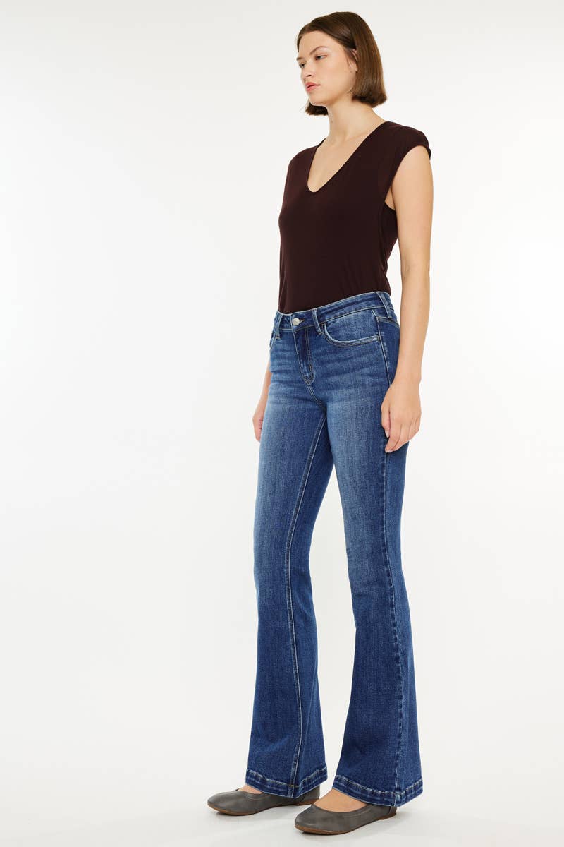 KANCAN PETITE MID RISE FLARE JEANS
