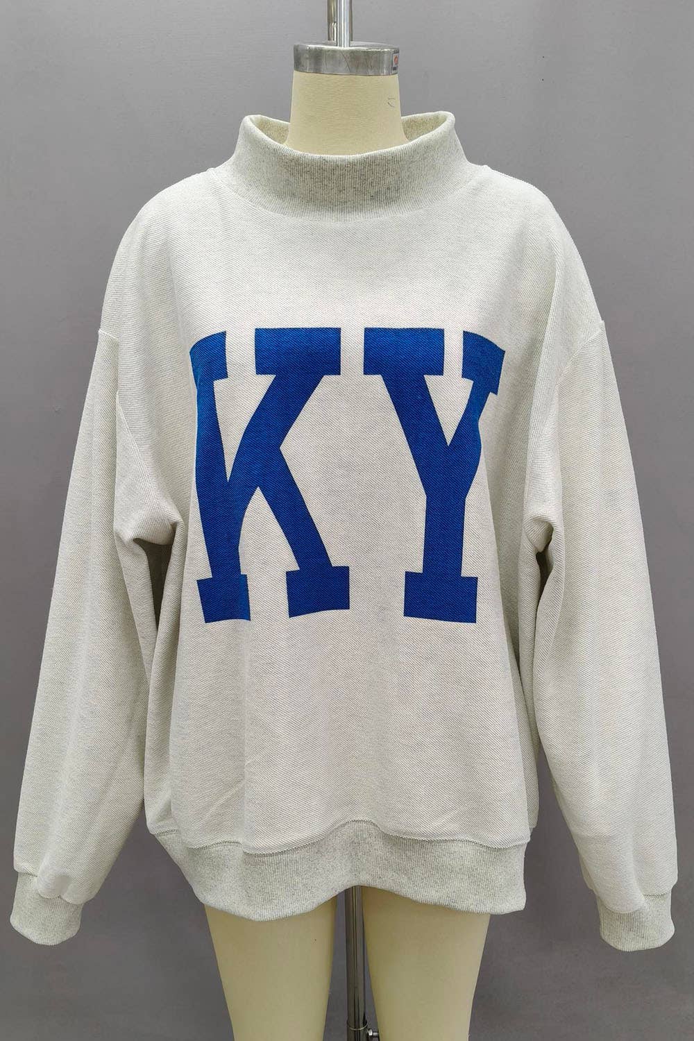 KENTUCKY & KY Mock Neck Sweatshirt: ASH GREY Reversible
