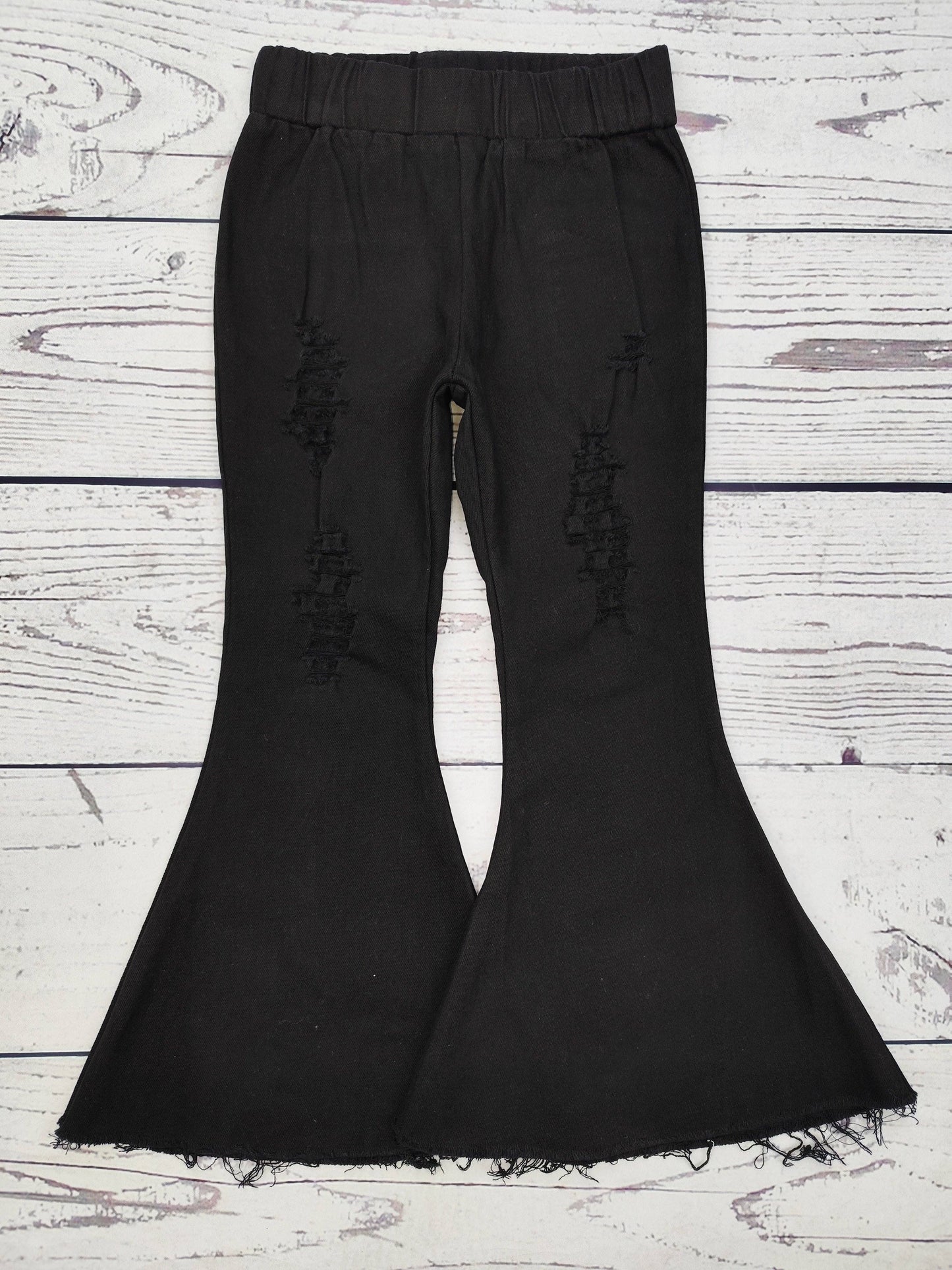 Black Distressed Flare Jeans