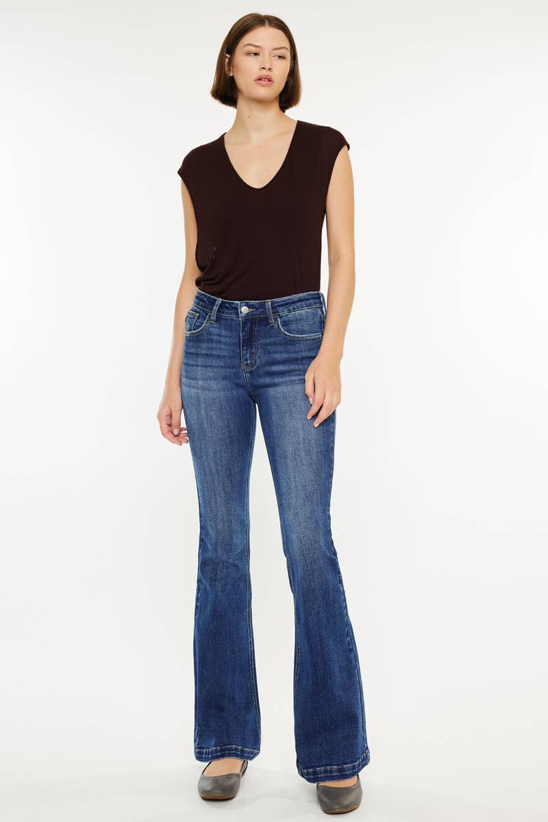 KANCAN PETITE MID RISE FLARE JEANS