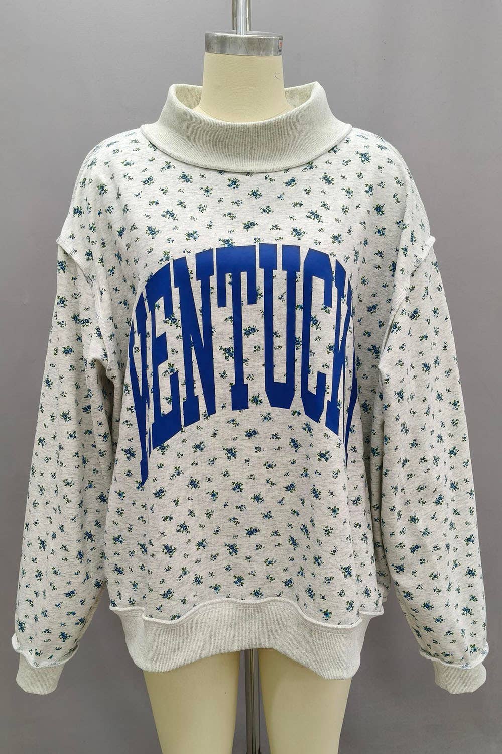 KENTUCKY & KY Mock Neck Sweatshirt: ASH GREY Reversible