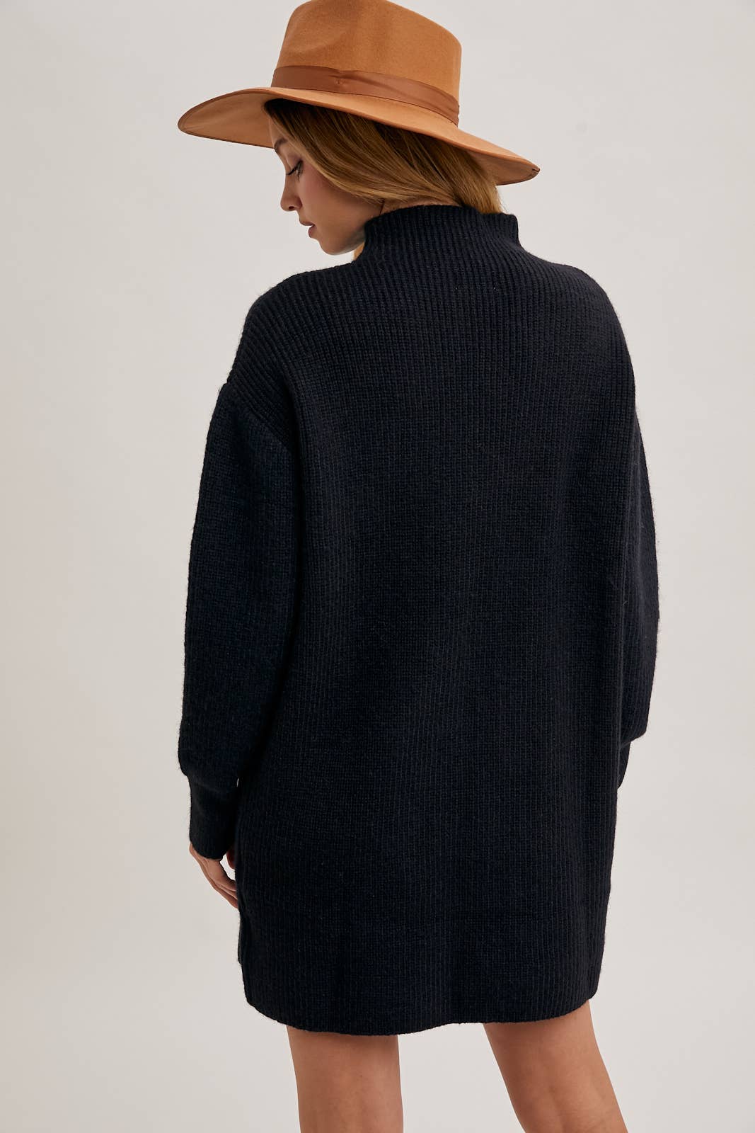 MOCK NECK KNIT SWEATER MINI DRESS: BIRCH