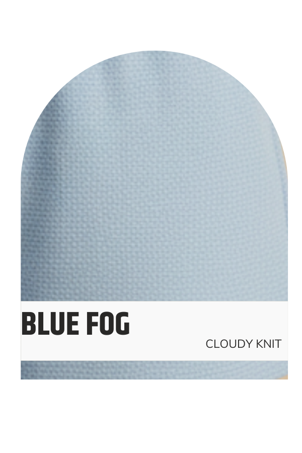 ROUND NECK CLOUDY KNIT 1/2 SLEEVE SWING TOP 
: BLUE FOG