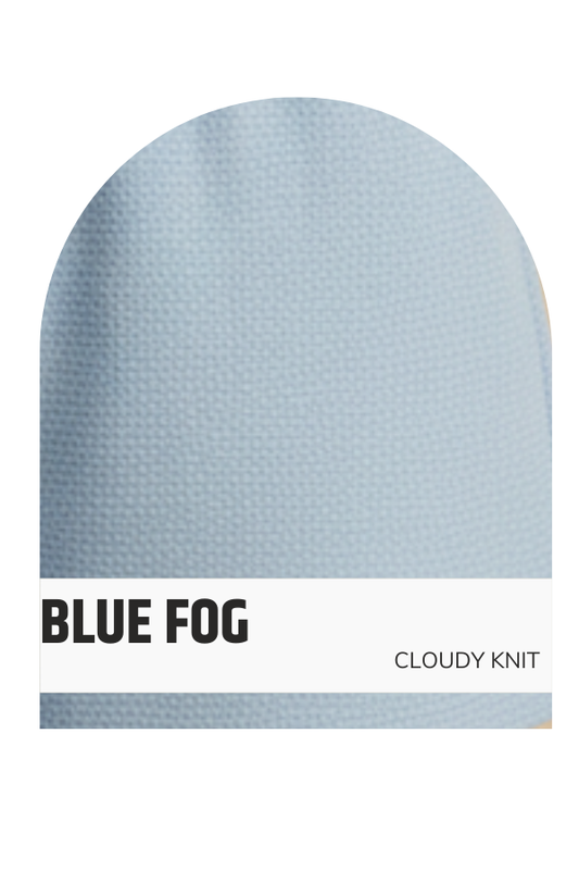ROUND NECK CLOUDY KNIT 1/2 SLEEVE SWING TOP 
: BLUE FOG