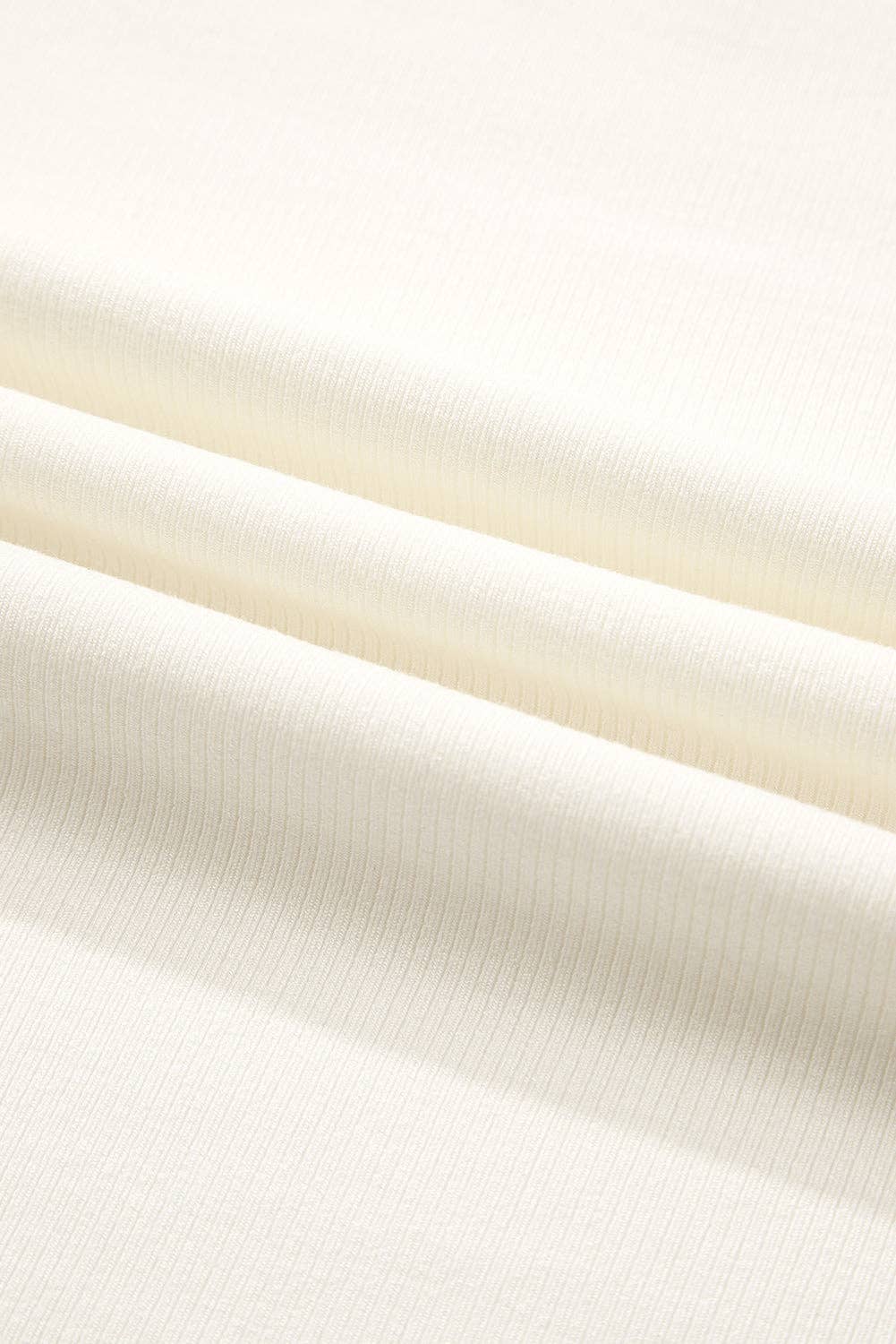 Black Ribbed Knit Lettuce Trim High Neck Long Sleeve Top