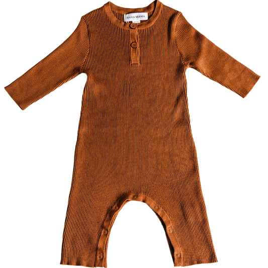 Camel Knit Long Sleeve Bodysuit