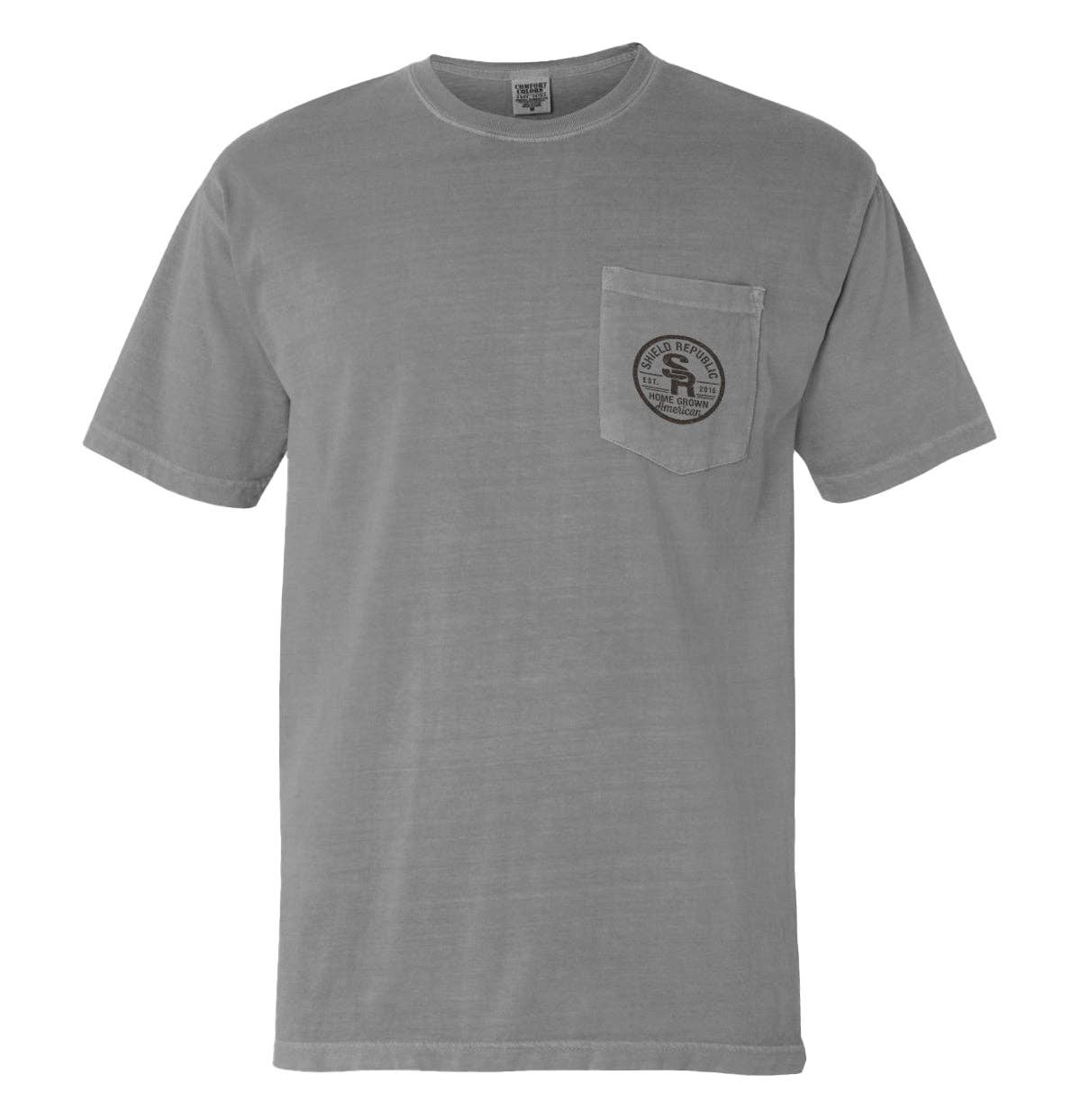 Tis the Season Deer comfort colors pocket tee. Blue Jean