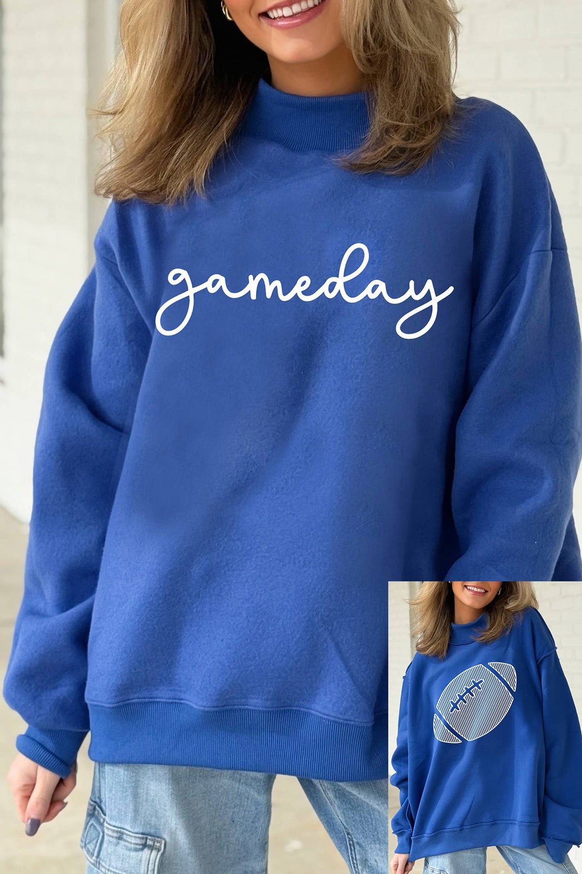 Reversible Gameday Football Graphic Oversized Sweatshirt