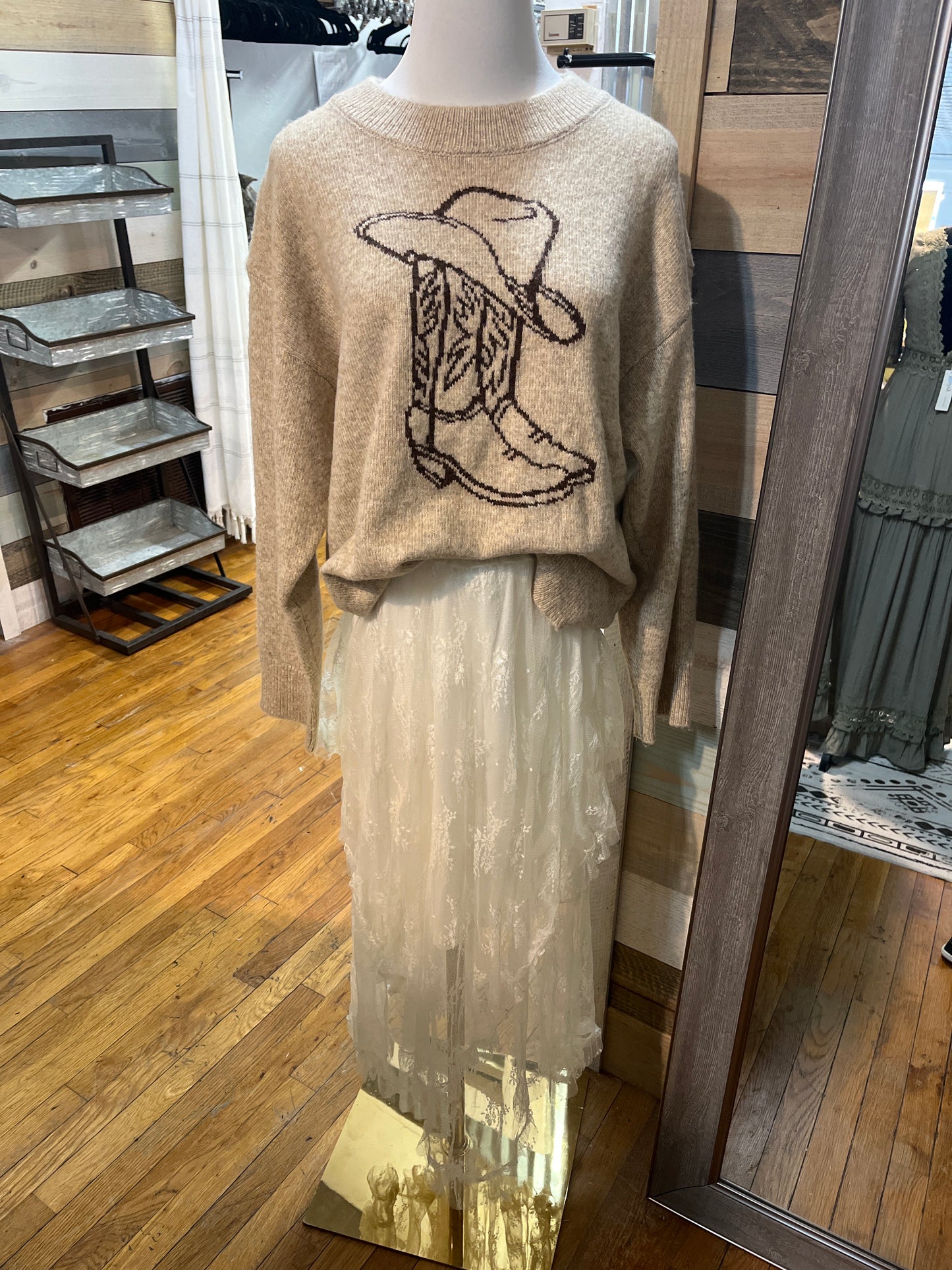WESTERN COWBOY BOOT AND HAT SWEATER