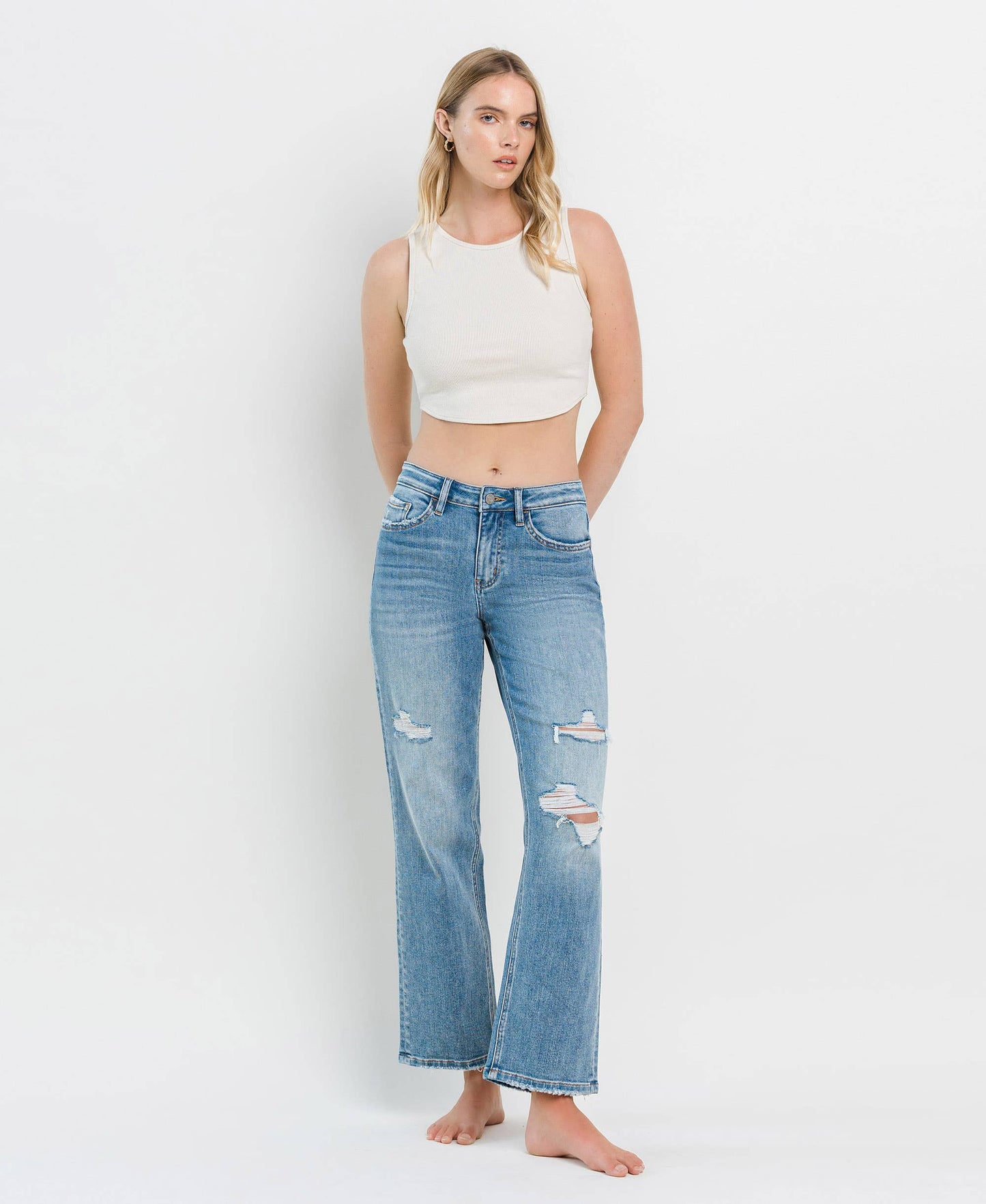 HIGH RISE DAD JEANS DISTRESSED