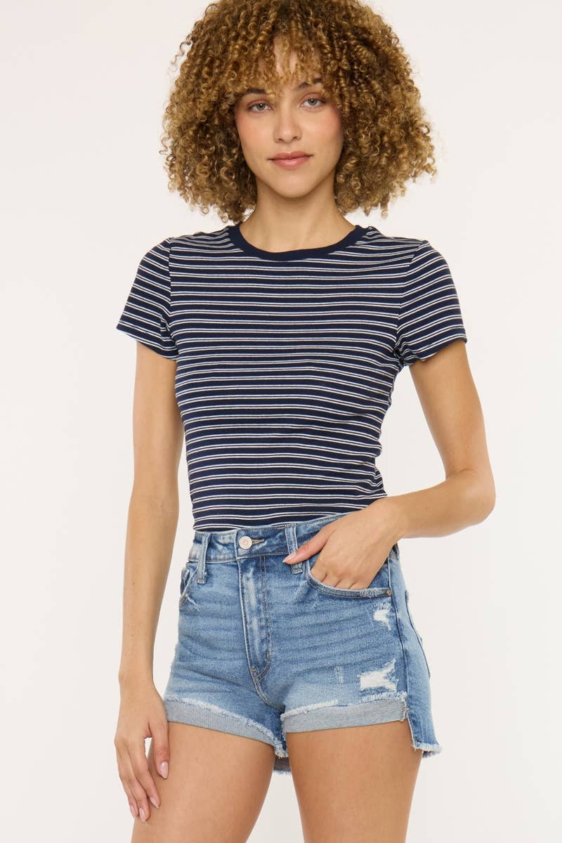 HIGH RISE CUFF SHORTS