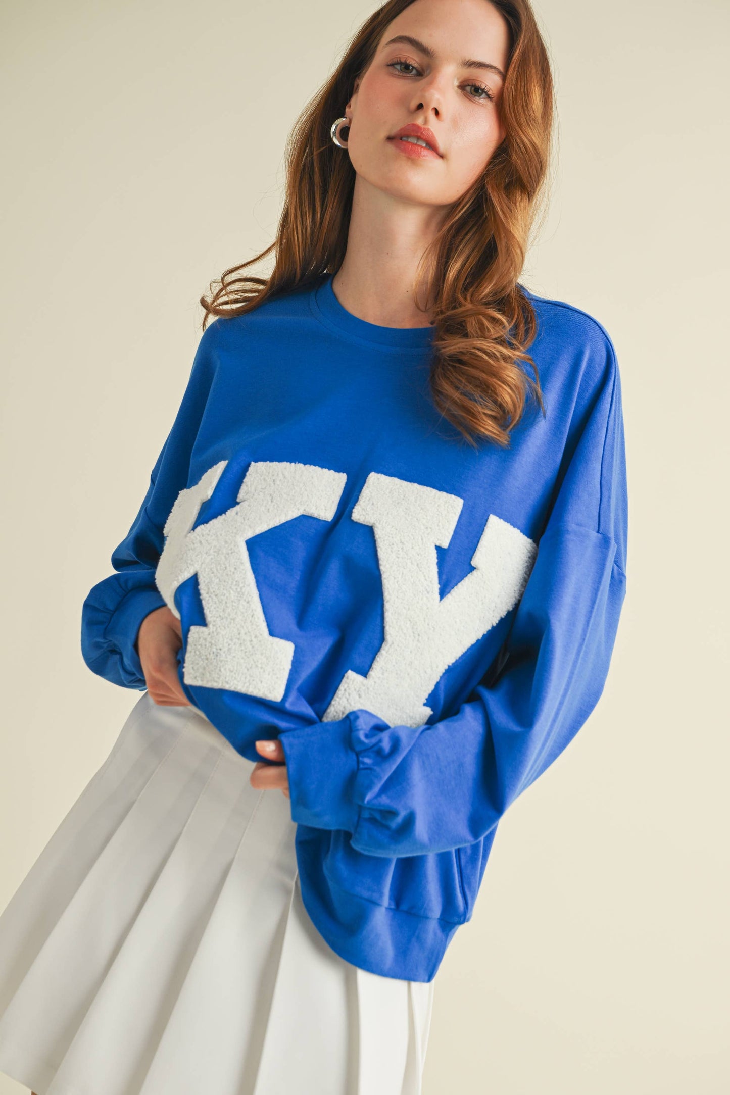 "KY" LONG SLEEVE TOP: Blue