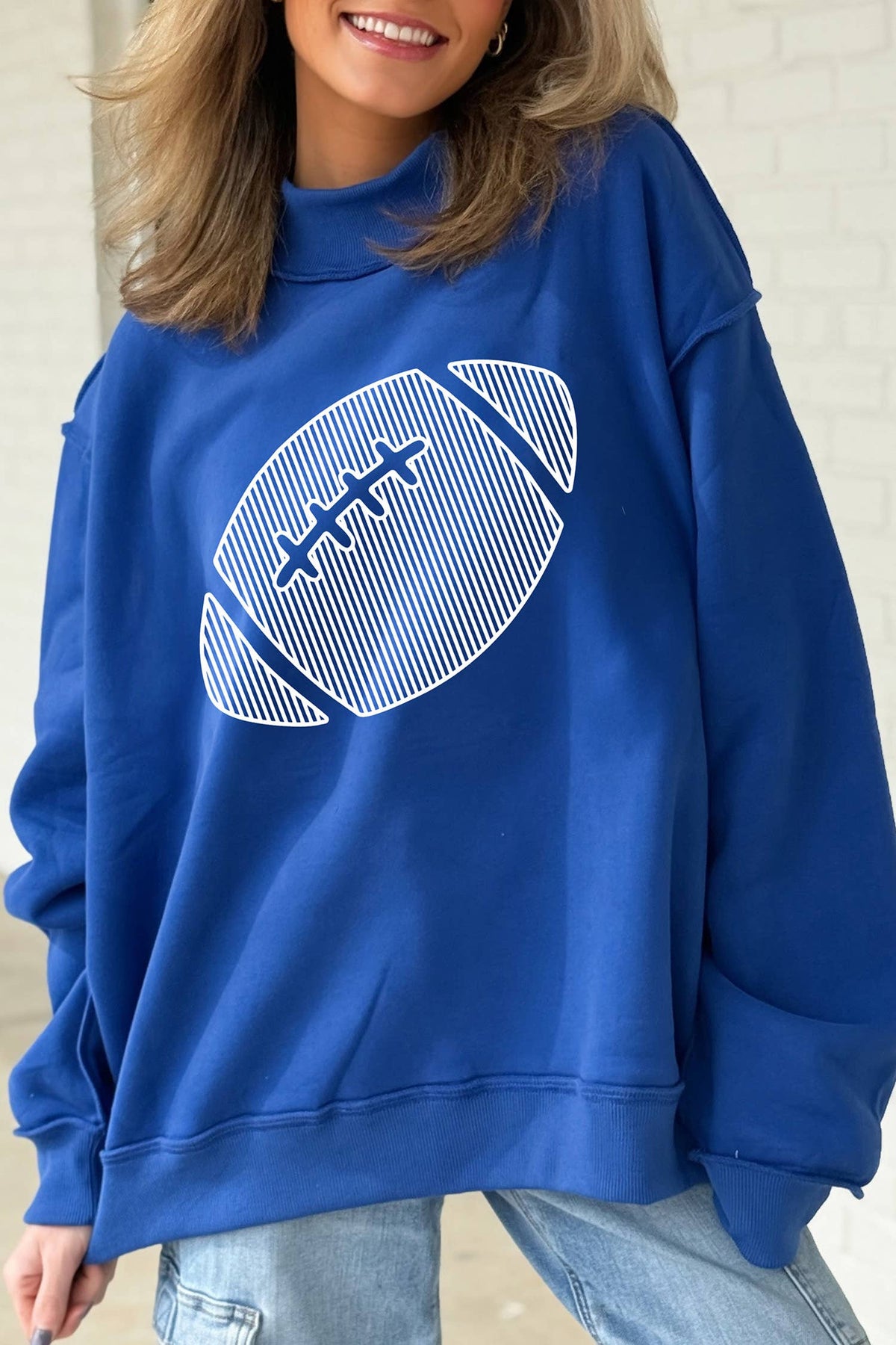 Reversible Gameday Football Graphic Oversized Sweatshirt