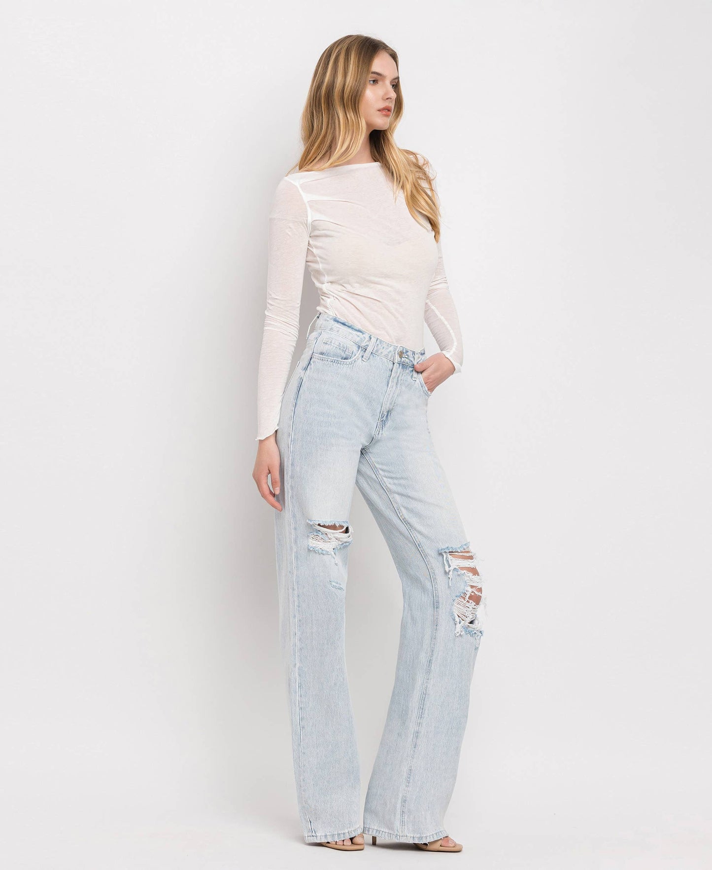 90'S VINTAGE SUPER HIGH RISE FLARE JEANS- AVENIDA