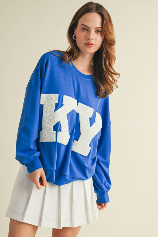 "KY" LONG SLEEVE TOP: Blue