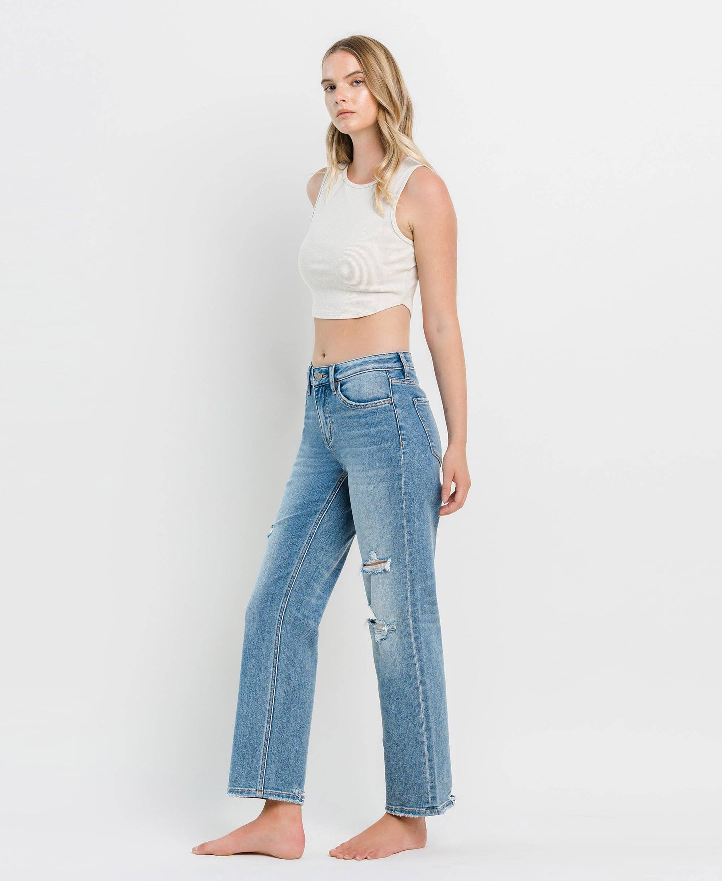 HIGH RISE DAD JEANS DISTRESSED