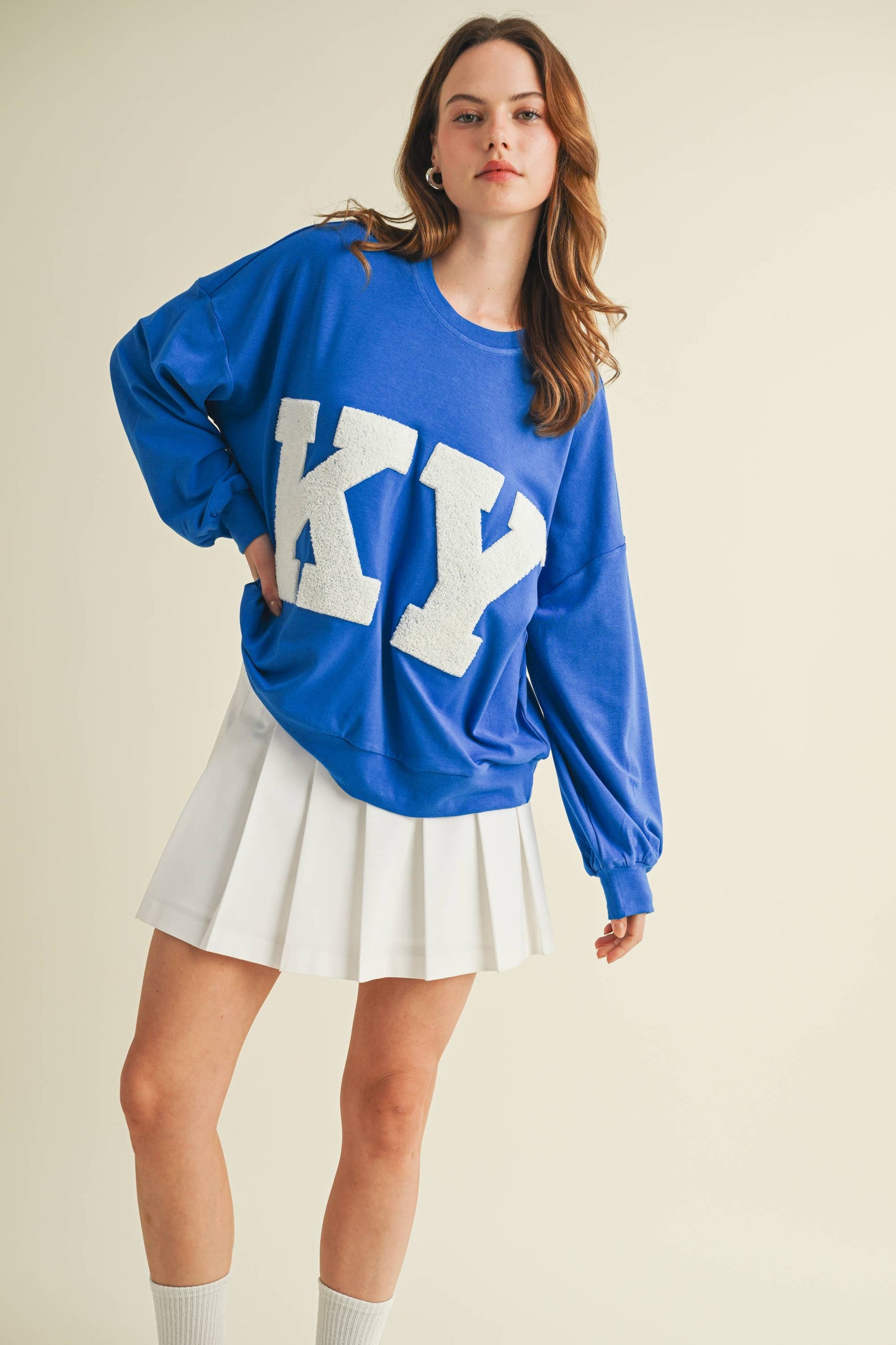 "KY" LONG SLEEVE TOP: Blue