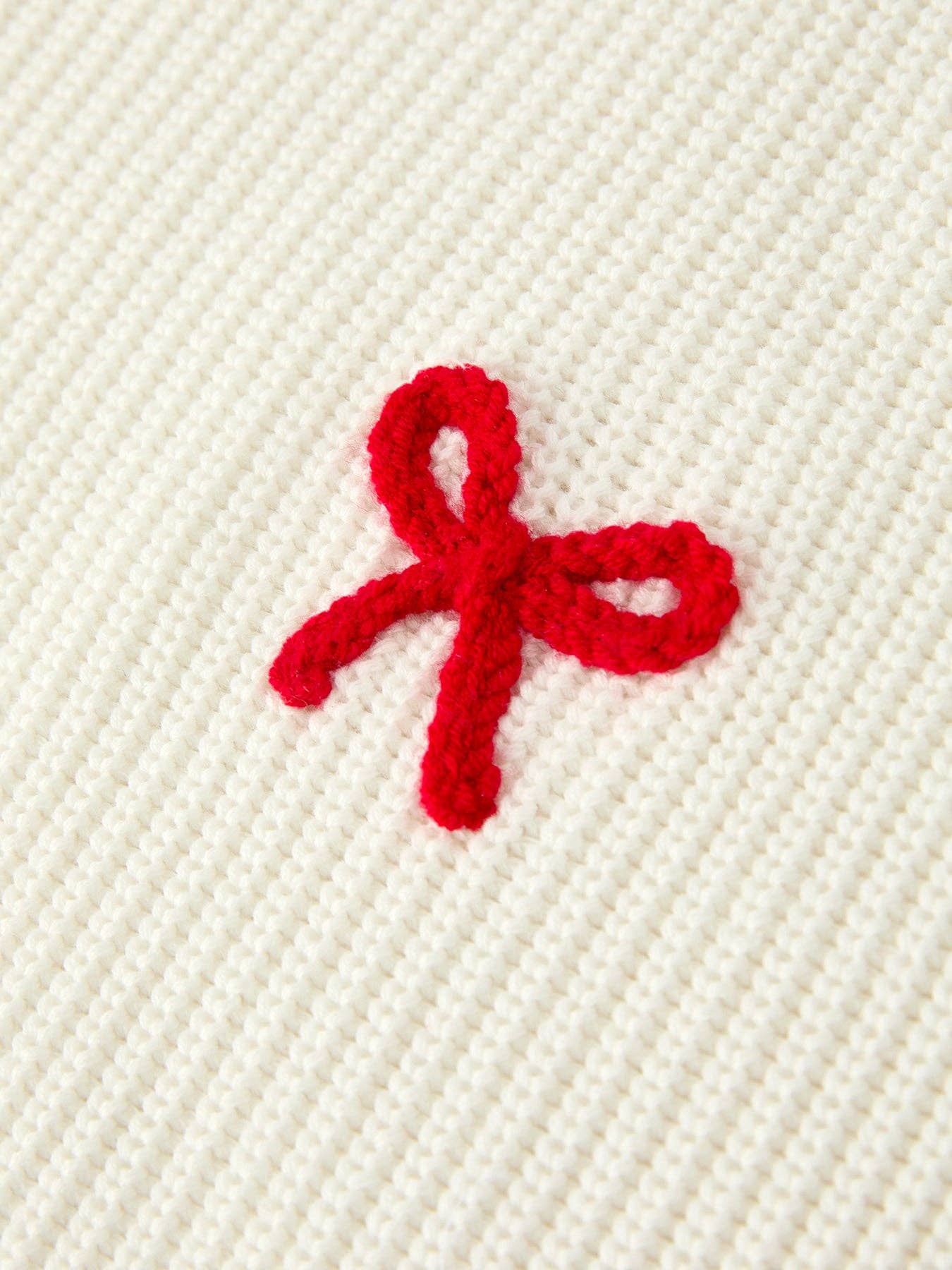 Girls Bow White Pullover Sweater