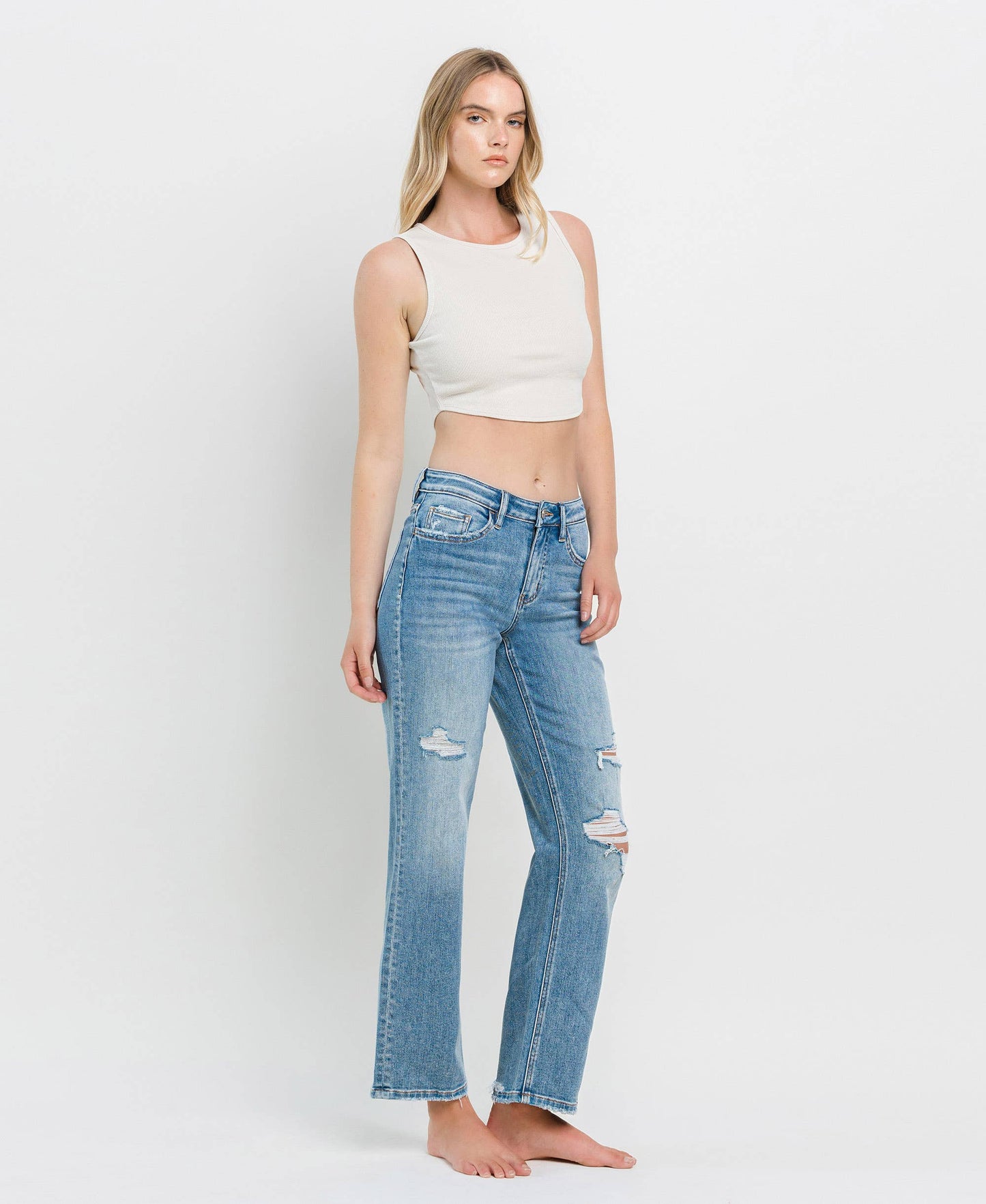 HIGH RISE DAD JEANS DISTRESSED