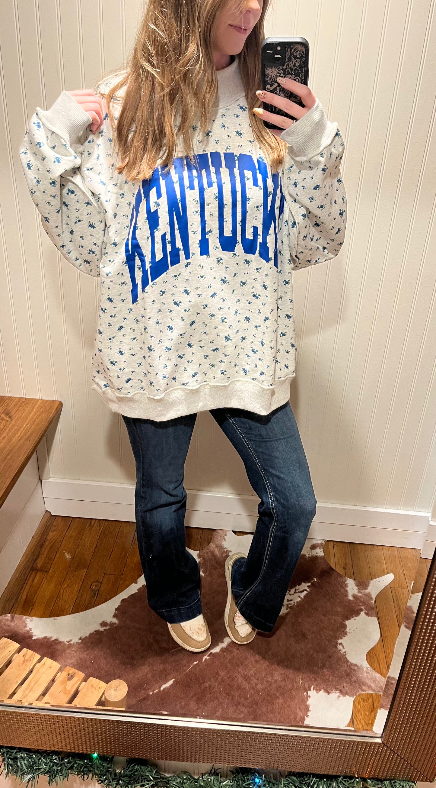 KENTUCKY & KY Mock Neck Sweatshirt: ASH GREY Reversible