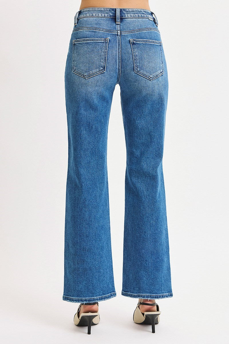 RiSEN HIGH RISE ANKLE STRAIGHT DISTRESSED JEANS