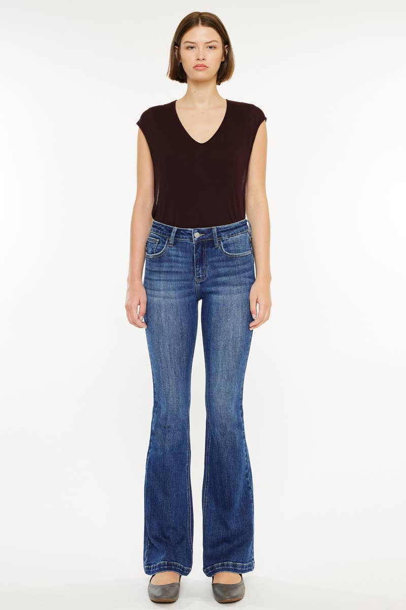 KANCAN PETITE MID RISE FLARE JEANS
