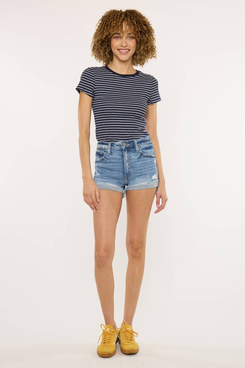 HIGH RISE CUFF SHORTS