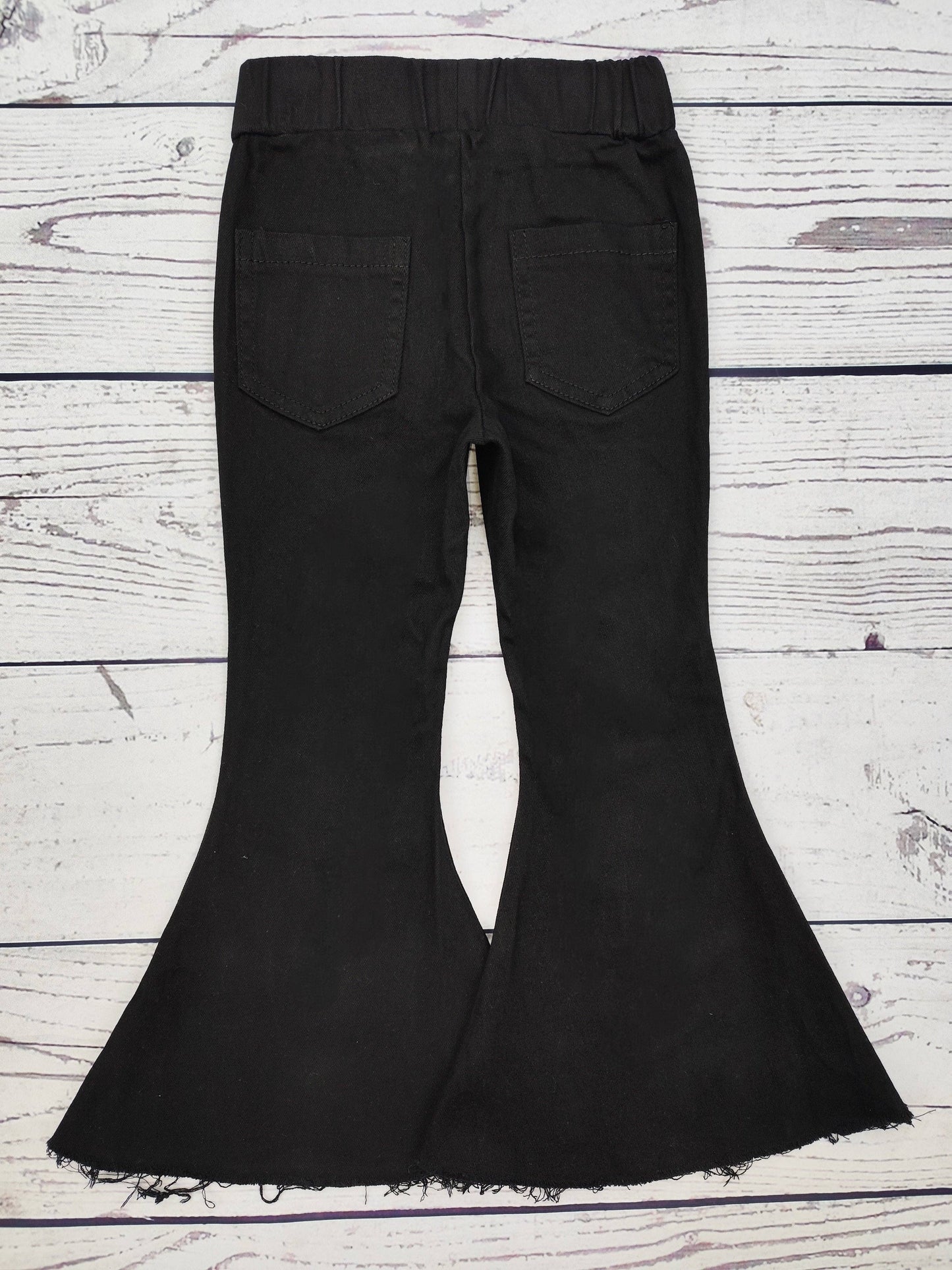 Black Distressed Flare Jeans