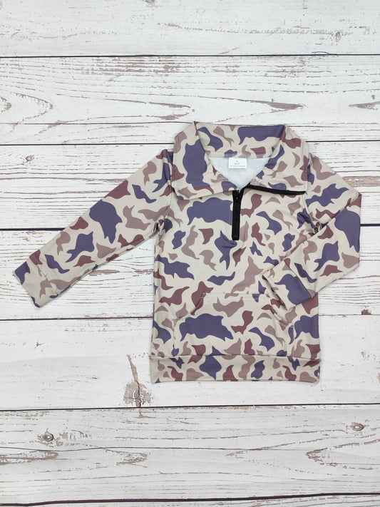 Kids Boys Camouflage Zip Pullover