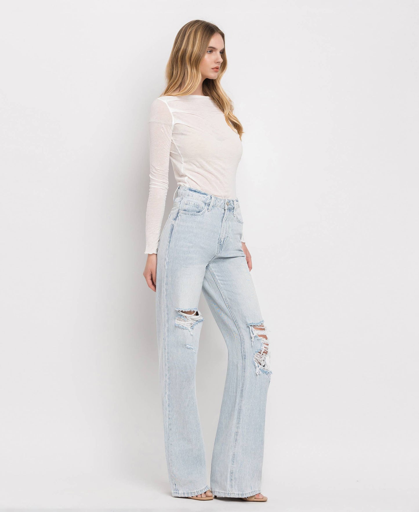 90'S VINTAGE SUPER HIGH RISE FLARE JEANS- AVENIDA
