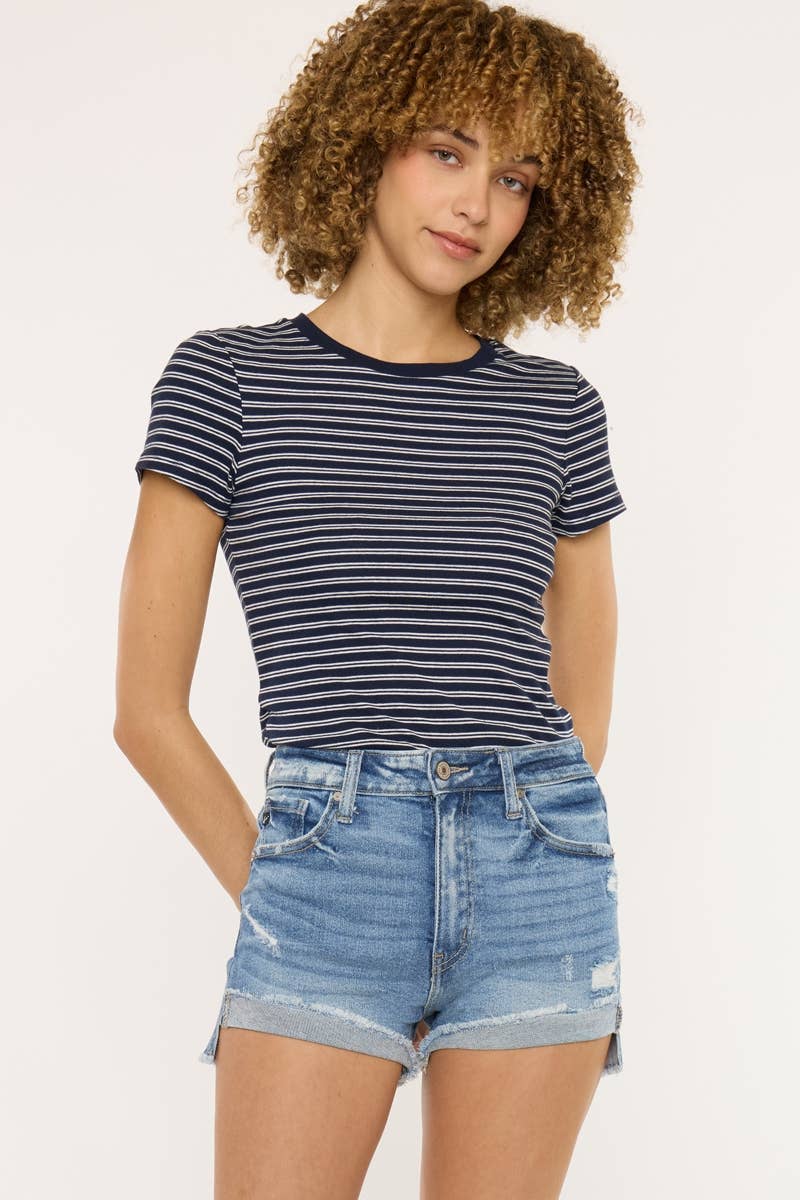 HIGH RISE CUFF SHORTS
