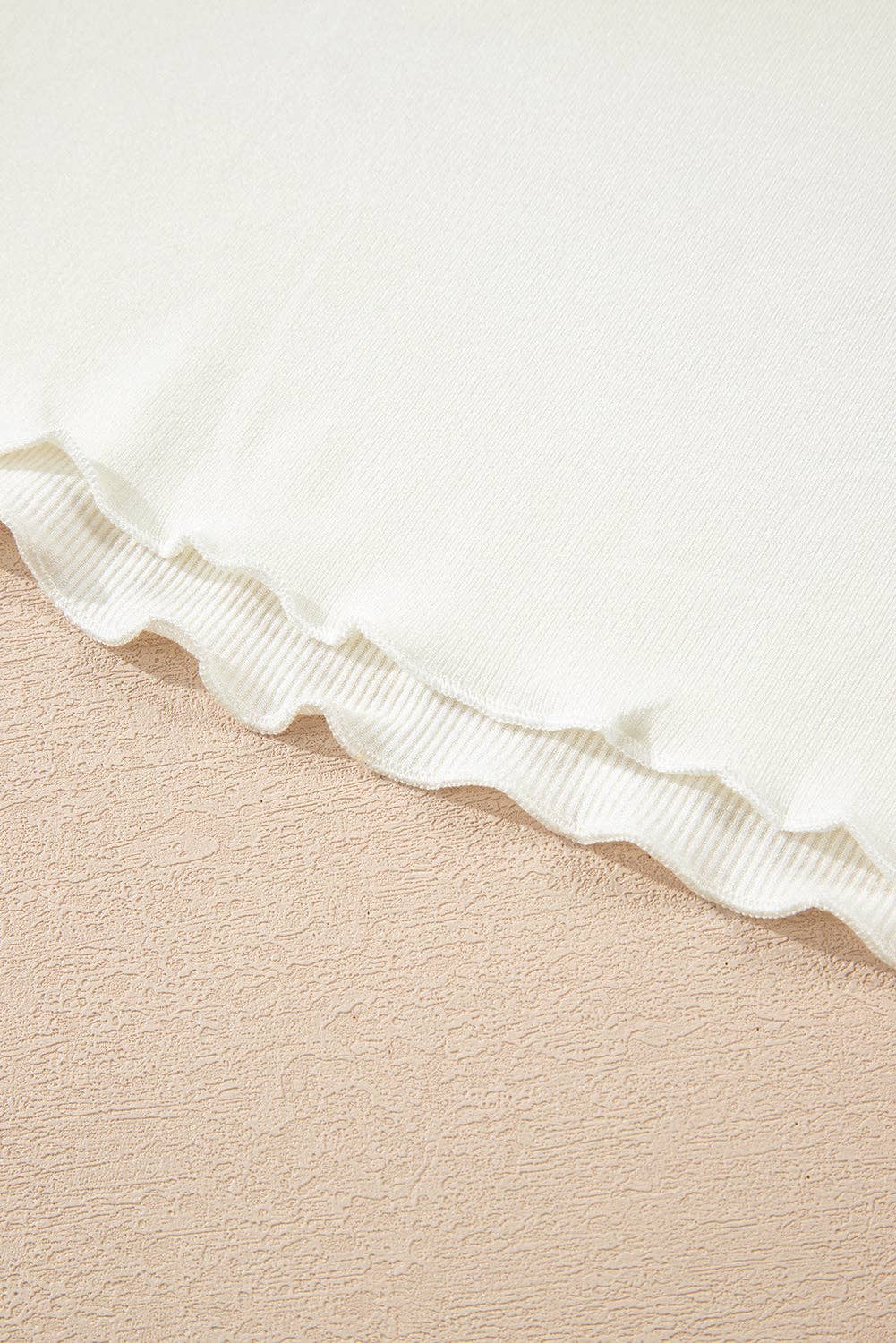 Black Ribbed Knit Lettuce Trim High Neck Long Sleeve Top