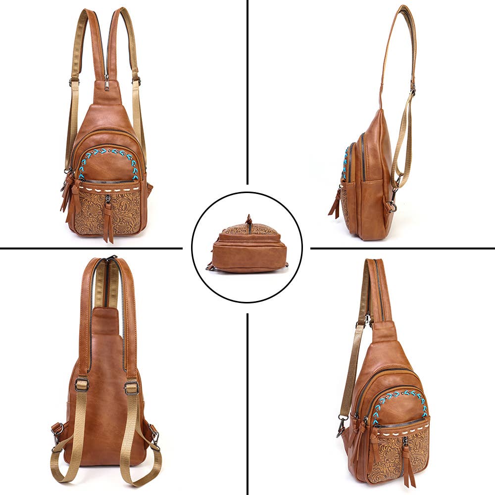 Brown Women Western Sling Bag