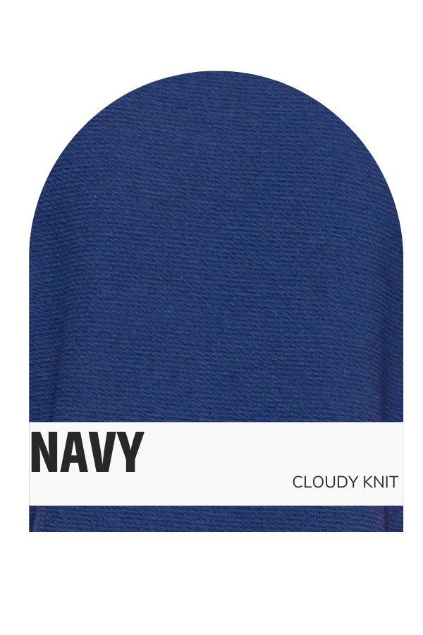 ROUND NECK CLOUDY KNIT 1/2 SLEEVE SWING TOP 
: BLUE FOG
