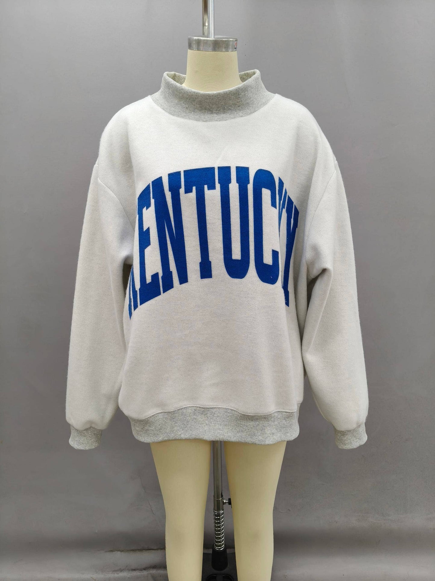KENTUCKY Mascot Print Reversible Mock Neck Sweatshirt: H. GREY