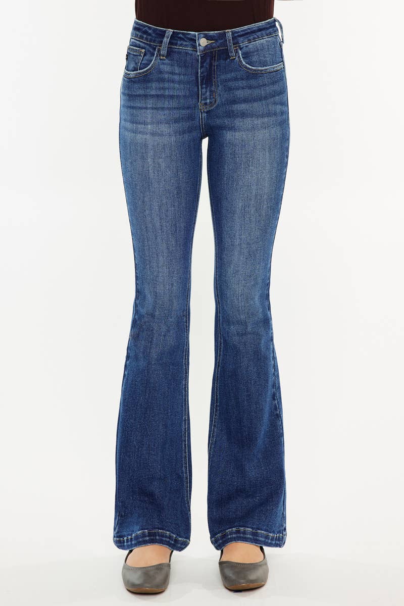 KANCAN PETITE MID RISE FLARE JEANS